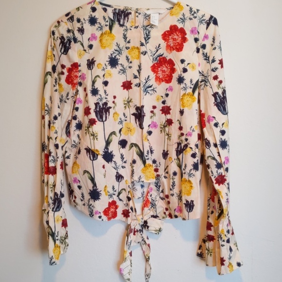 H&M Floral Top Belt Sleeve - Size 8 - Picture 6 of 8